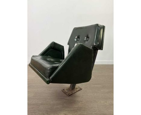 THE DIRECTORS' BOX CHAIR OF FERGUS MCCANN, CELTIC F.C.upholstered deep green button back vinyl, the hinged seat with plaques 