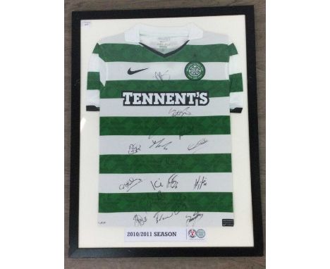 CELTIC F.C. SIGNED JERSEY,for the 2010/11 season, framed and under glass, 87cm x 66cm