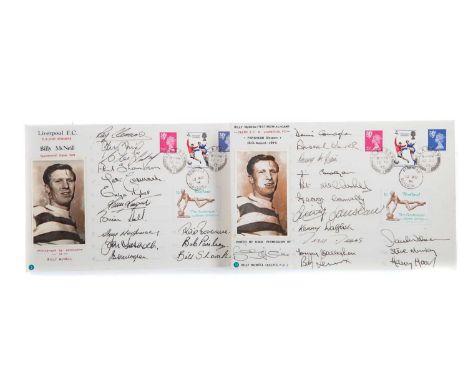 TWO RARE CELTIC F.C. BILLY MCNEILL TESTIMONIAL VS. LIVERPOOL SIGNED COVERS,the game at Parkhead, 12th August 1974, Celtic &am