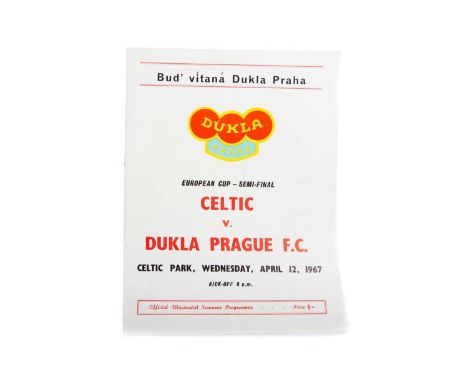 CELTIC F.C. VS. DUKLA PRAGUE F.C. PROGRAMME,12th April 1967, the European Cup Semi-Final preceding that famous night in Lisbo