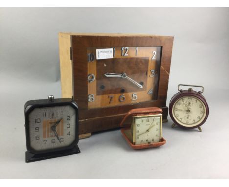 BERTMAR MANTEL CLOCK, with brass dial, along with various mantel and travelling timepieces (12)