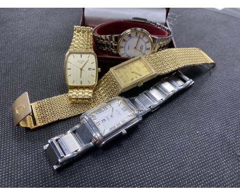LOT OF GENT'S AND LADY'S WRIST WATCHES, including a silver cased model by Bradford with visible movement, Pulsar, Rotary and 
