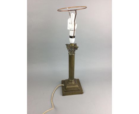 BRASS COLUMN TABLE LAMP, along with two other lamps (3)