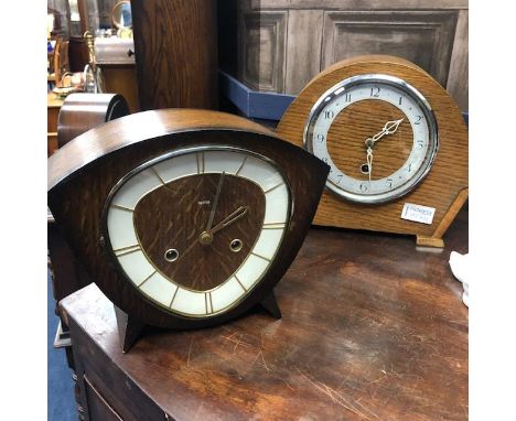 SMITHS MAHOGANY CASED MANTEL CLOCK, along with two other mantel clocks (3)