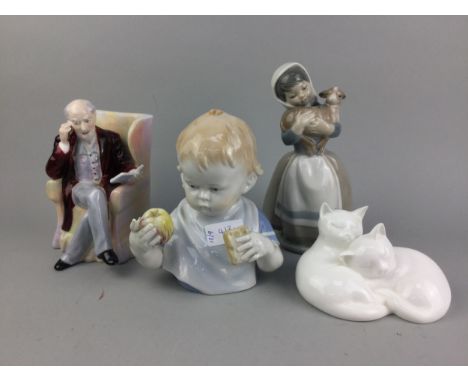 ROYAL DOULTON FIGURE OF 'IMAGES OF NATURE', HN 3894, 9cm high, along with a Nao figure of a girl and two other figures (4)