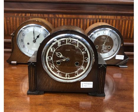 SMITHS ENFIELD MAHOGANY CASED MANTEL CLOCK, along with two other Enfield mahogany cased mantel clocks (3)