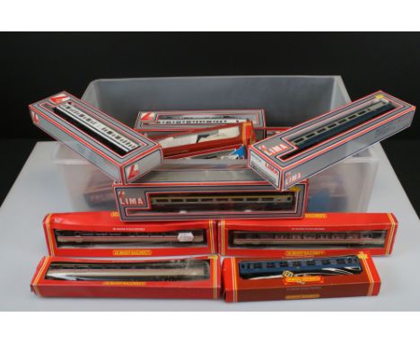 13 Boxed OO gauge items of rolling stock to include 5 x Hornby and 8 x Lima examples, all coaches 