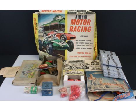 Boxed Airfix Motor Racing Model MR11 with both slot cars (tatty box, near complete), a boxed Airfix Motor Racing Ferrari slot