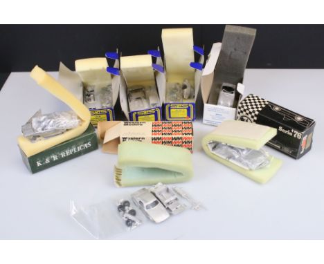 Seven boxed unbuilt metal kits to include 3 x SMT (CL9 Lamborghini, RL25 Bugatti 35 &amp; CL12 Lamborghini Diablo), K&amp;R R