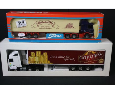 Two boxed diecast haulage models with Cathedral City decals to include Tekno British Collection and Eligor 112777 Volvo FH Re