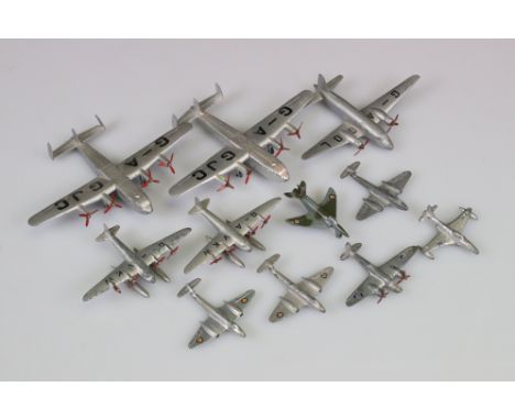 11 Dinky diecast model planes in a good play worn condition to include 2 x York, Viking, 2 x Seaplane etc 