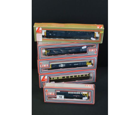 Five boxed Lima OO gauge locomotives to include 205189 40001, 205142 MWG Eagle, 205141 MWG Revenge, 205114 MWG Earl Mountbatt