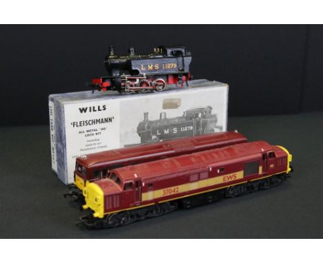 Boxed Wills Fleischmann OO gauge loco kit LMS Tank WF167 (built) plus 2 x EWS locomotives to include Hornby &amp; Lima (3 ite