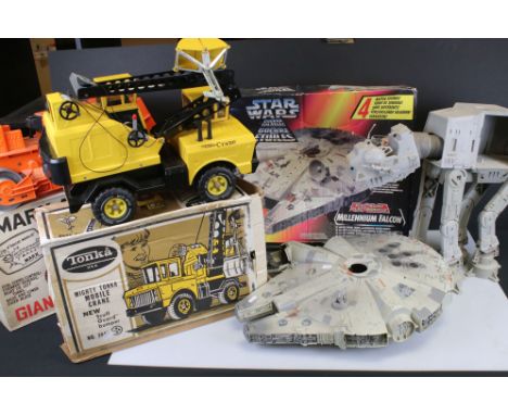 Boxed Marx A Power Giant Bulldozer dual motor drive model, a boxed Tonka Mighty Tonka Mobile Crane NO 3640 plus an original p