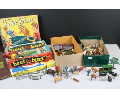 Approximately 130 Lead &amp; Metal Figures, Circus / Zoo Animals, Farm Animals, Fencing, etc. Including Britains, Charbens an