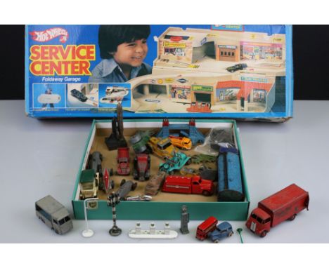 Quantity of mid 20th play worn diecast models and accessories to include Dinky, Timop and Lesney featuring Dinky Foden, Dinky