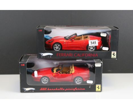 Two boxed ltd edn Hot Wheels Mattel Ferrari Elite 1:18 diecast models to include N2054 (loose windscreen) and N2024, vg unles