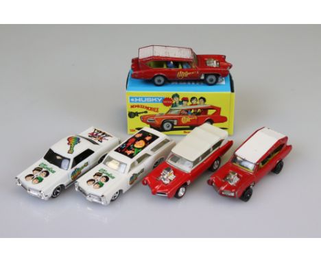 Boxed Husky The Monkees Monkeemobile diecast model (play worn, ex box) plus a play worn Corgi Whizzwheels Monkeemobile, a Joh