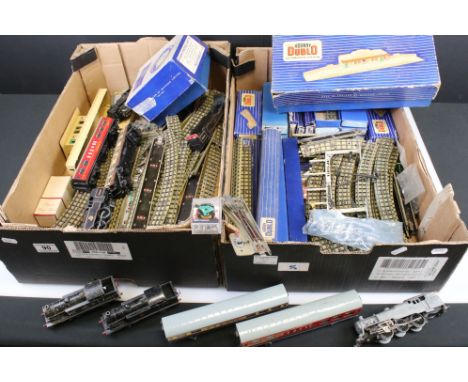 Quantity of Hornby Dublo model railway to include locomotives, rolling stock, track and accessories (two boxes) 