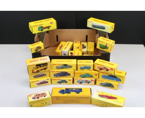 27 Boxed Atlas Dinky diecast models to include 32AB, 517, 25J, 24T, 555, 480, 104, 25JJ, 413, 552, 35A, 197, 521, 24Y, 24V, 5