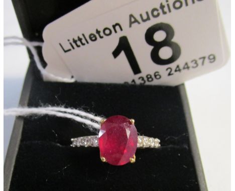 18ct diamond &amp; synthetic ruby ring