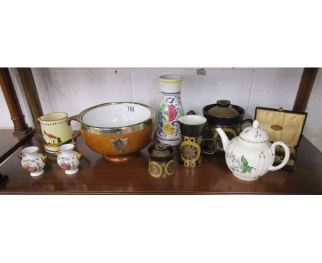 Shelf of collectables to include Limoges & Royal Worcester