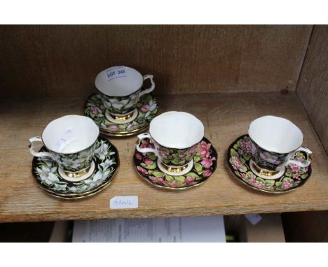 Selection of Royal Albert provisional flowers, 4 cups and 6 saucers 