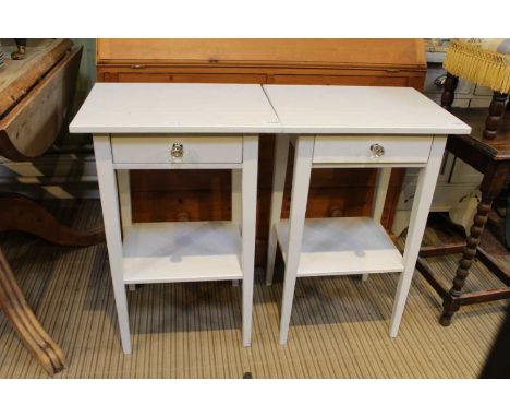 Pair of painted bedside lamp tables