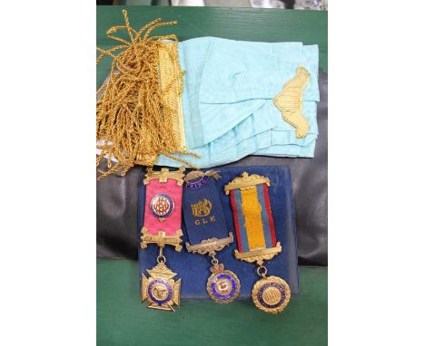 Royal Ancient Order of Buffalos to include sash and 3 medals