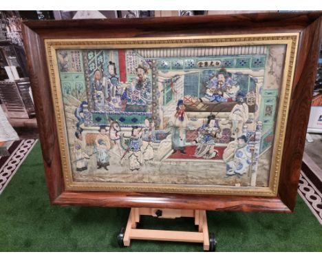 Asian &amp; Middle Eastern Art / Chinese Art Chinese embroidered artwork In excellent condition. Framed in simple unadorned f