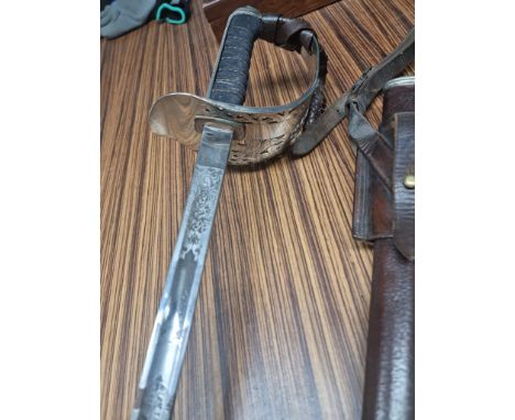 British Wilkinson Sword Co. Officer's saber. Wilkinson circular proofmark used in 1880s through WWI on 1845 pattern swords. c