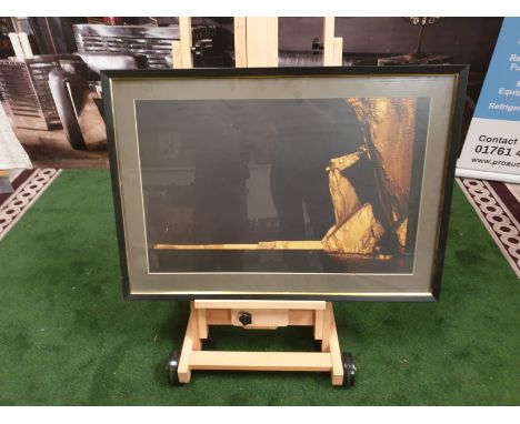 A large framed Seascape - Glaciers modern black frame 90 x 65cm
