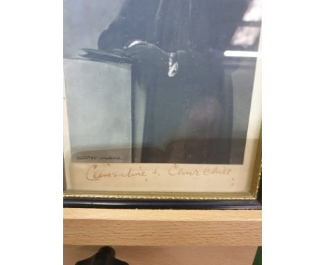 Framed Dorothy Wilding's striking portrait of Clementine S. Churchill, a Second World War Wilding studio print signed and dat