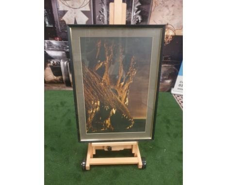 Framed print of seascape - Land meeting the sea and cliffs Modern Black frame 64 x 90cm