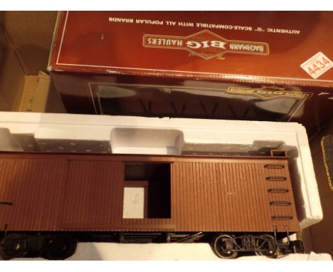 Two Bachmann G scale wagons ( boxcar and flat car ) 