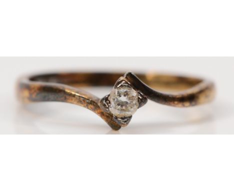 A 9ct gold brilliant cut diamond solitaire ring, K 1/2, 1.6g