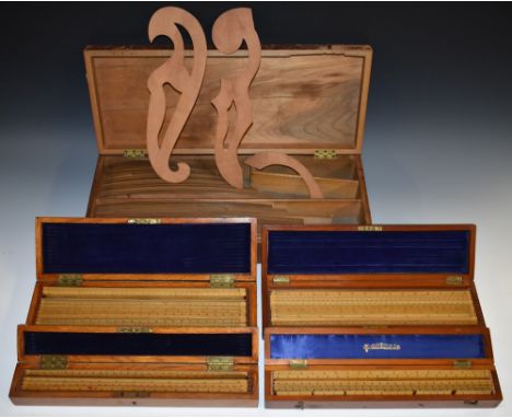 A set of pearwood railway curves, by Stanley, London, military broad arrow mark; others, similar, by Norton & Gregory Ltd; bo