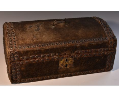 A George III pony skin travelling document box, by J H Marklowe, Trunk Maker, Small Street, Bristol, paper label, hinged cove