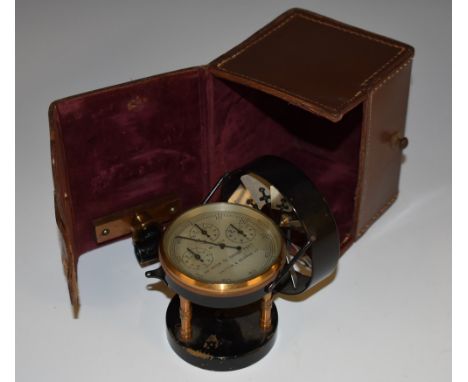 An early 20th century anemometer, by Griffin & George Ltd, 5.5cm silvered register, 9.5cm high, leather case