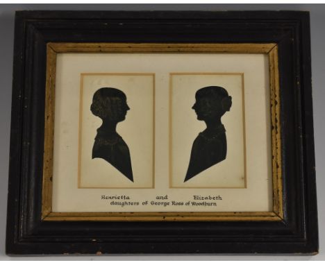 Scottish School (19th century), a double silhouette, Henrietta and Elizabeth, Daughters of George Ross of Woodburn, watercolo