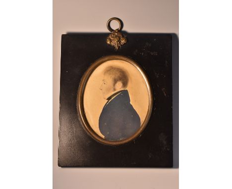 English School (19th century), a portrait miniature, of a gentleman, half-length in profile, facing to dexter, watercolour, o