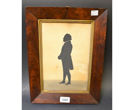 English School (19th century), a silhouette, portrait of a gentleman, in profile, wearing a tail coat, 26cm x 17.5cm, rosewoo