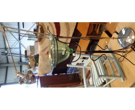 Chromed standard lamp with wrought iron and glass candle stand  CONDITION REPORT: This item has been PAT tested and has PASSE