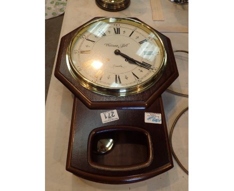 Light mahogany cased rectangular style pendulum wall clock Watson Fall Lincoln