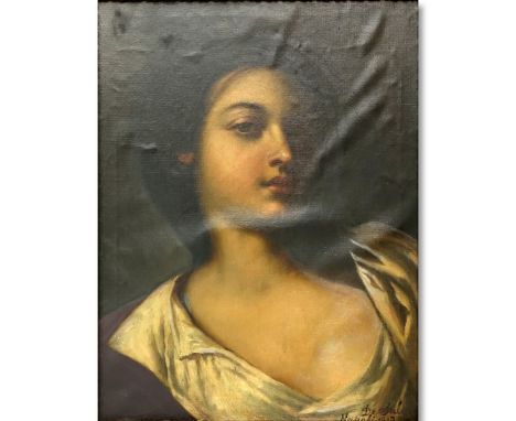 M A De Salvin, Italian (19/20th C) Oil on Canvas, Portrait of a Young Girl, Signed: De Salvin Napoli and Dated 1912 (Lower Ri