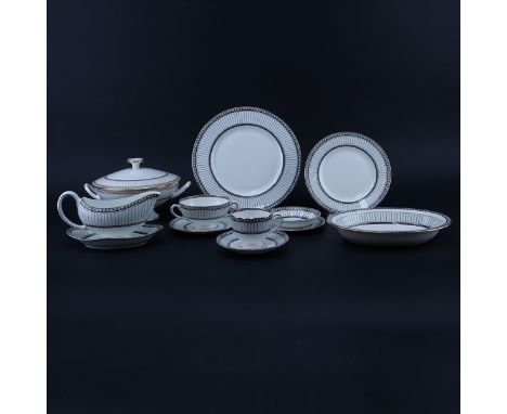One Hundred Nine (109) Piece Wedgwood Colonnade Dinnerware. Includes in black: 12 plates 10-3/4", 12 salad plates, 12 bread &