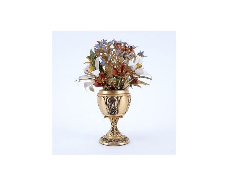 Franklin Mint for Faberge "The Russian Imperial Bouquet" with Enamel Flowers. Signed to base. Good condition. Measures 6-1/2"