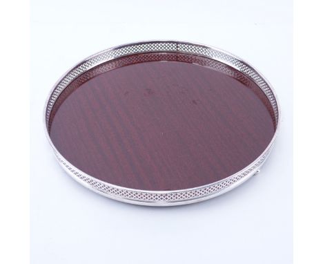 Vintage Silver Plate and Formica Round Tray. Original label. Light wear from use. Measures 14-1/4" Dia. Shipping $65.00 (esti