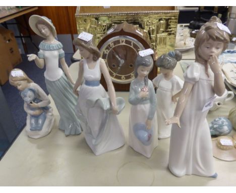 SIX NAO FIGURES, WOMAN WITH TEDDY AND FIVE OTHER FEMALE FIGURES (6) 