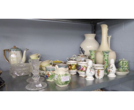 CERAMICS - MIXED LOT TO INCLUDE; ROYAL WORCESTER EWER, 12 1/2" HIGH, PART DRESSING TABLE SET, PART COFFEE SET, AYNSLEY SALT A